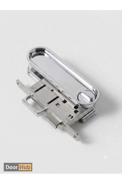 Bright Chrome Sliding Door Handle Set – Telescopic Lock for Wooden & Aluminium Doors